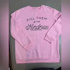 Pink Graphic Sweatshirt with Black Writing Size Large NWOT!